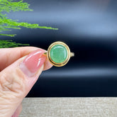 RealJade® "Signature Signet" 18K Yellow Gold Green Jadeite Jade Classic Ring