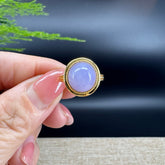 RealJade® "Signature Signet" 18K Yellow Gold Lavender Jadeite Jade Classic Ring