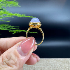 RealJade® "Signature Signet" 18K Yellow Gold Lavender Jadeite Jade Classic Ring