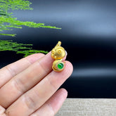 RealJade® 12 Zodiac: 18k Yellow Gold Snake Pendant Necklace with Green Imperial Jade & Diamonds