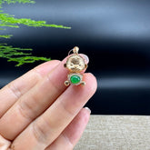 RealJade® 12 Zodiac: 18k Rose Gold Monkey Pendant Necklace with Green Imperial Jade & Diamonds