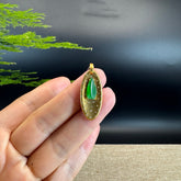 RealJade® "Lucky Polygon Three-Dimensional Jade" Natural Green Jade Diamonds Classic Pendant Necklace