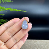 RealJade® Co. Genuine Ice Lavender Jadeite Jade Good Luck Hulu Bottle Gourd Necklace With 18K Yellow Gold Bail