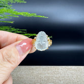 RealJade® "Signature Signet" 18K Yellow Gold Icy Jadeite Jade Diamonds PiXiu Ring