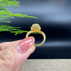 RealJade® "Signature Signet" 18K Yellow Gold Icy Jadeite Jade Diamonds Ring