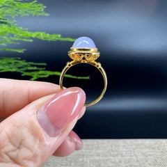 RealJade® "Signature Signet" 18K Yellow Gold  Lavender Jadeite Jade Classic Ring