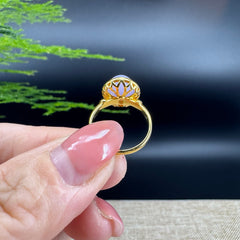 RealJade® "Signature Signet" 18K Yellow Gold  Lavender Jadeite Jade Classic Ring